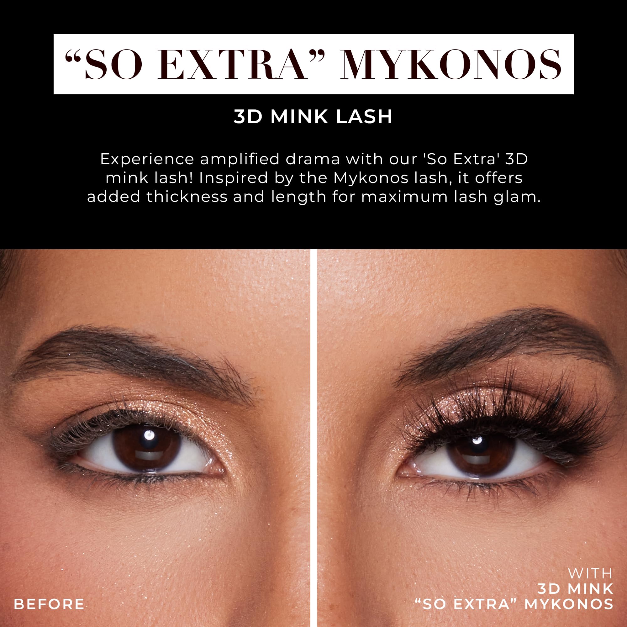 Lilly Lashes So Extra Mykonos closeup shows handcrafted 3D mink texture.