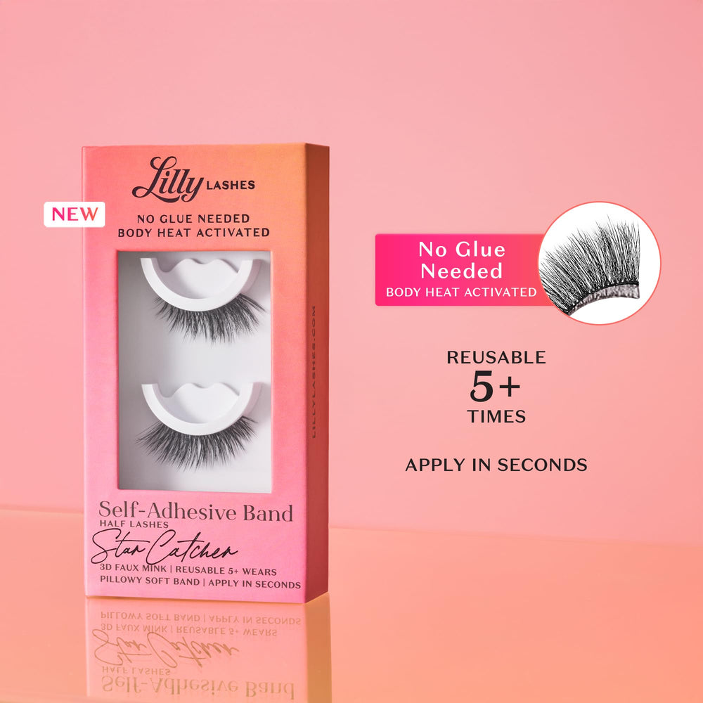 Lilly Lashes StarCatcher body heat activation demonstrates glue free adhesion.