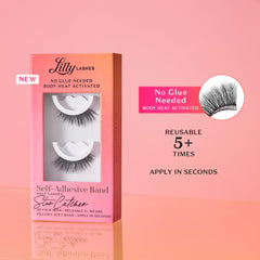 Lilly Lashes StarCatcher body heat activation demonstrates glue free adhesion.
