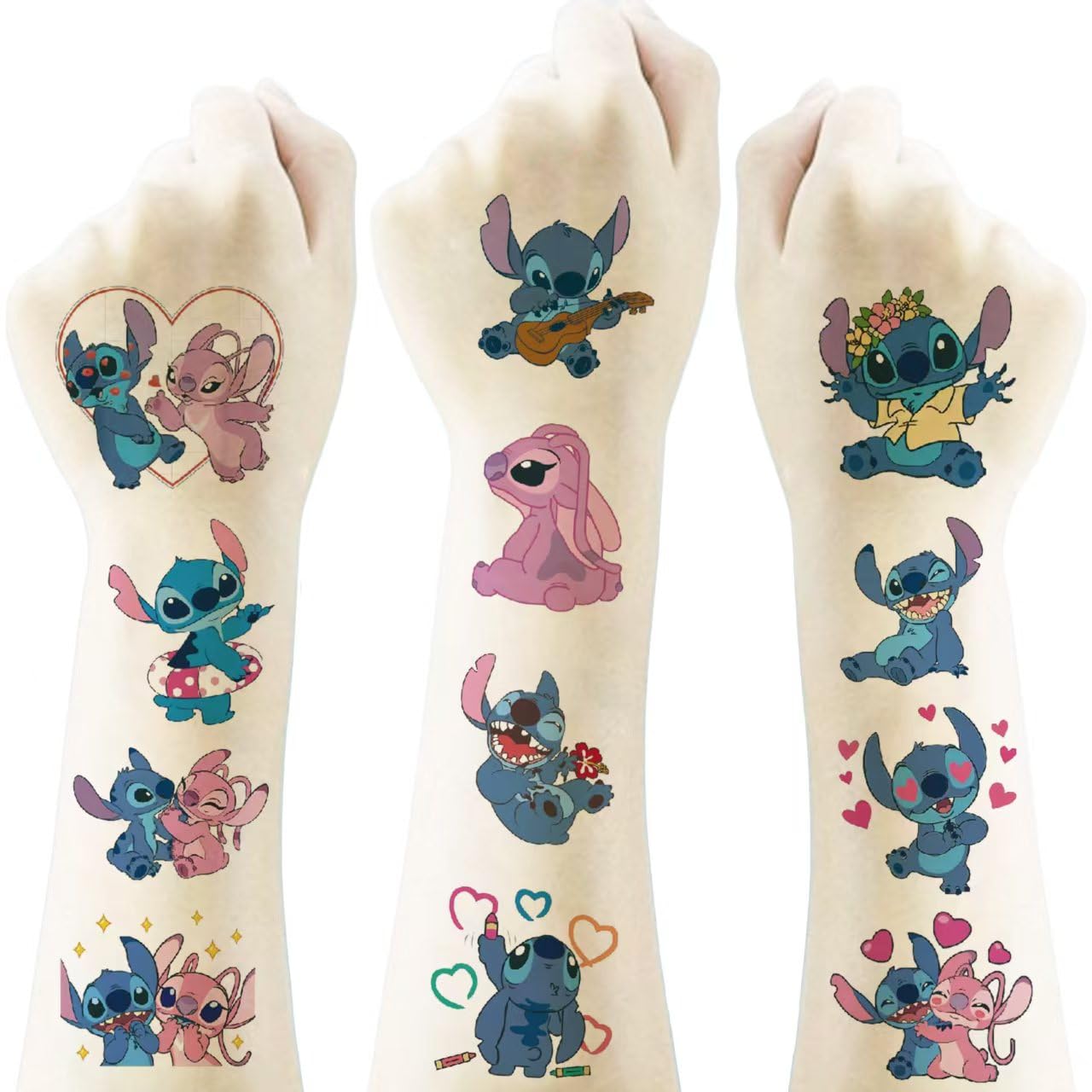 Lilo and Stitch stitch colorful characters tattoos brighten party decorations.