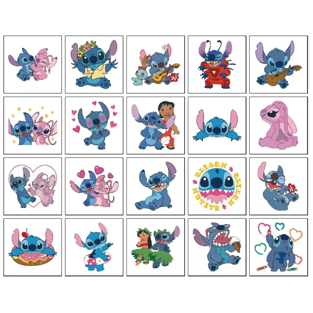 Lilo and Stitch stitch cute faces tattoos for kid party favors and easy entertainment.