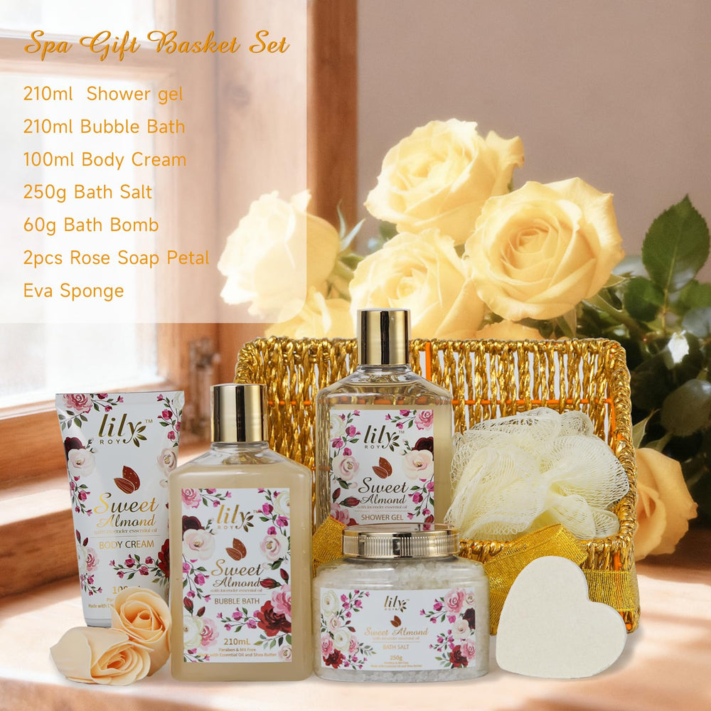 LILY ROY 9-piece spa gift set with bath sponge for smooth lather