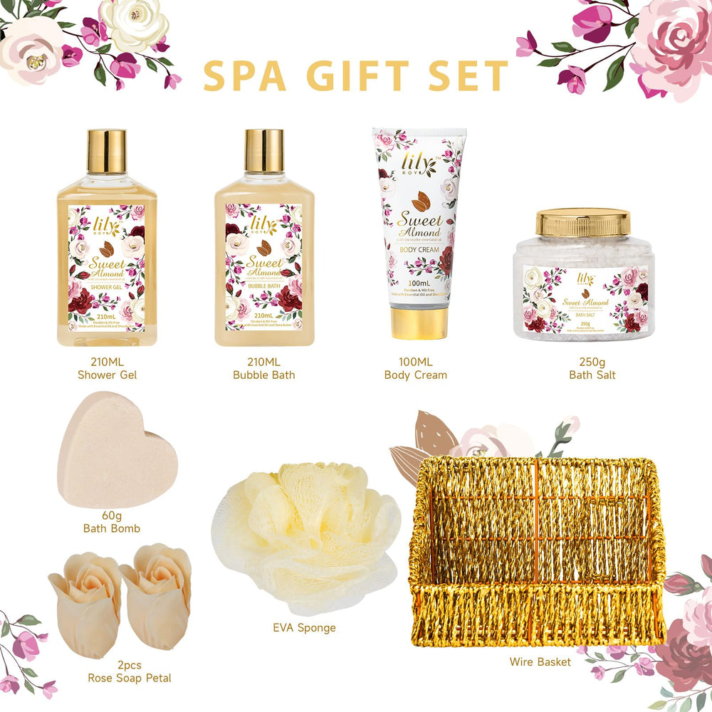 LILY ROY 9-piece spa gift set with body cream for moisturized skin
