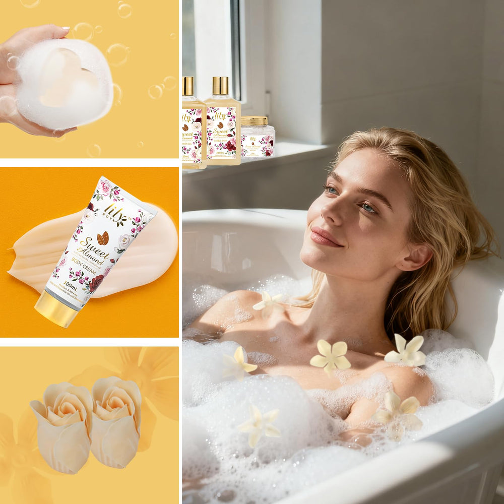 LILY ROY 9-piece spa gift set with bubble bath for aromatic soak