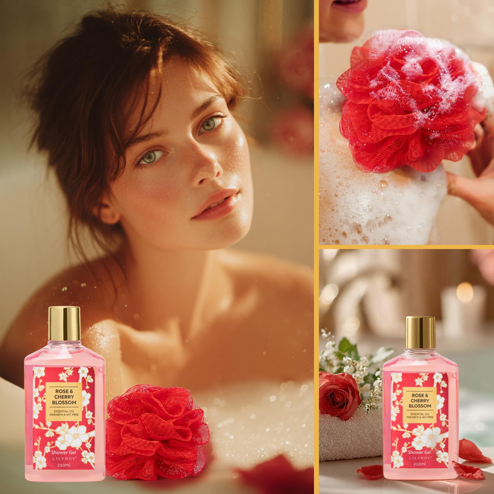 LILY ROY bubble bath rose for rich foam and relaxation