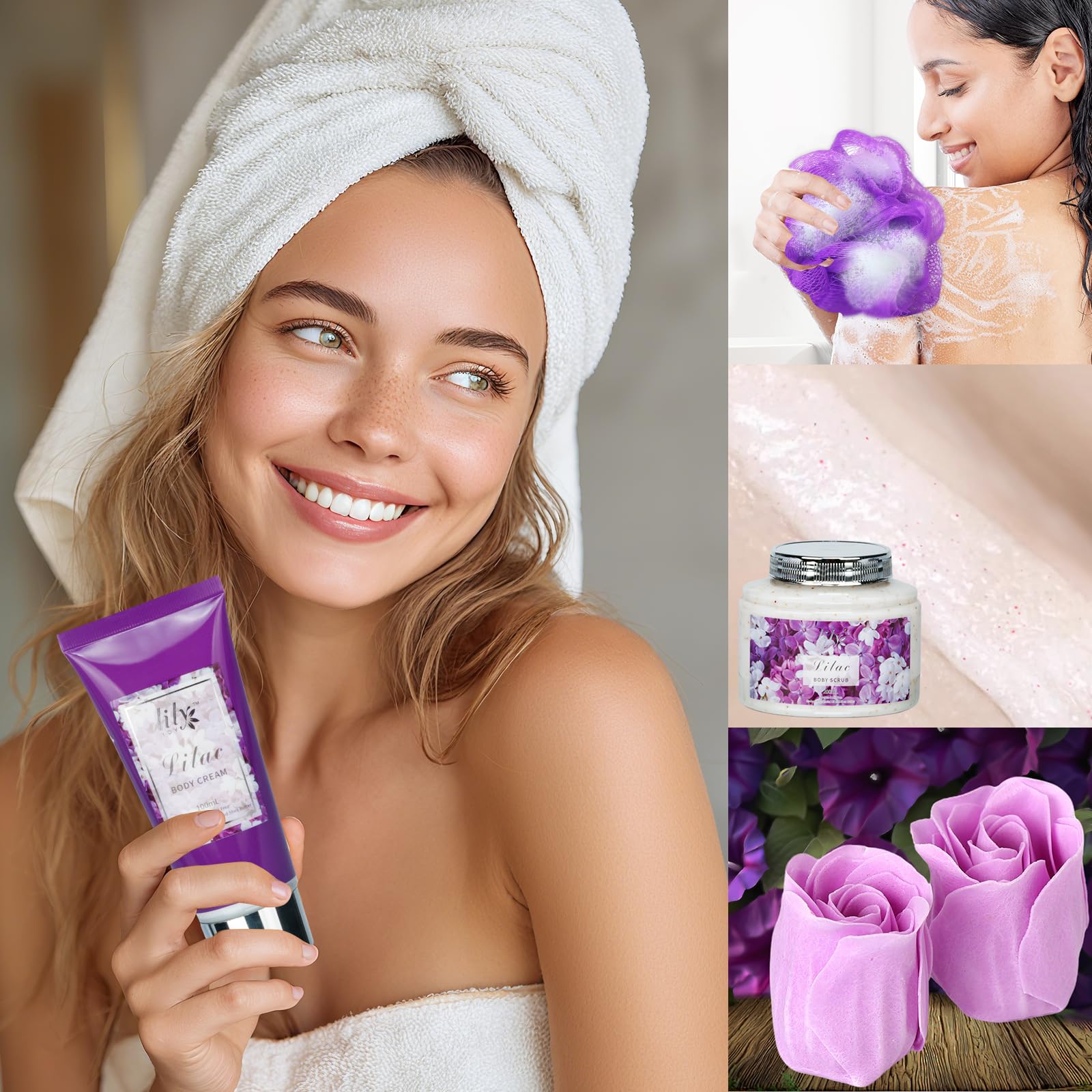 LILY ROY lavender body scrub for gentle exfoliation and glow.