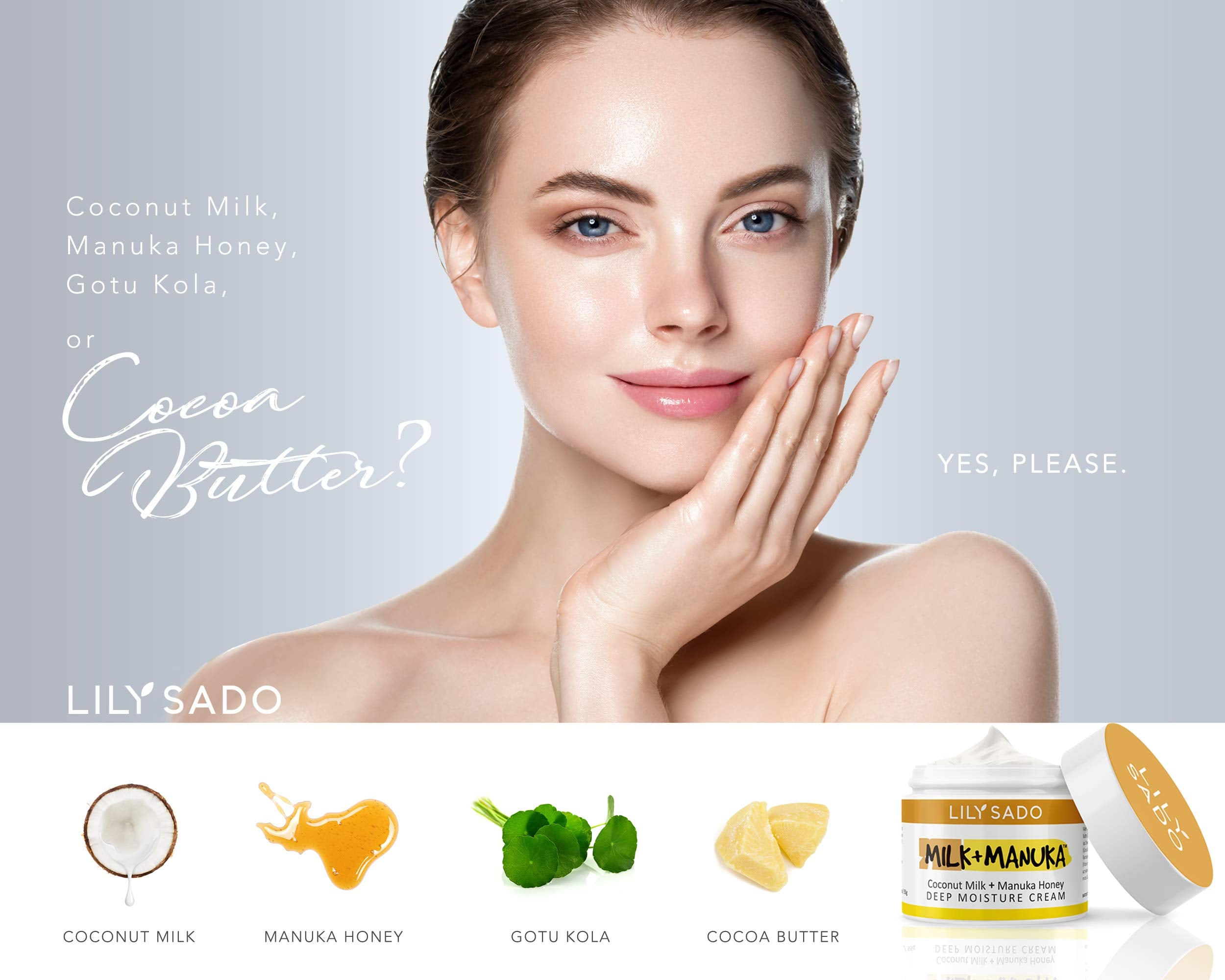 LILY SADO Milk+Manuka cream texture shown during gentle application