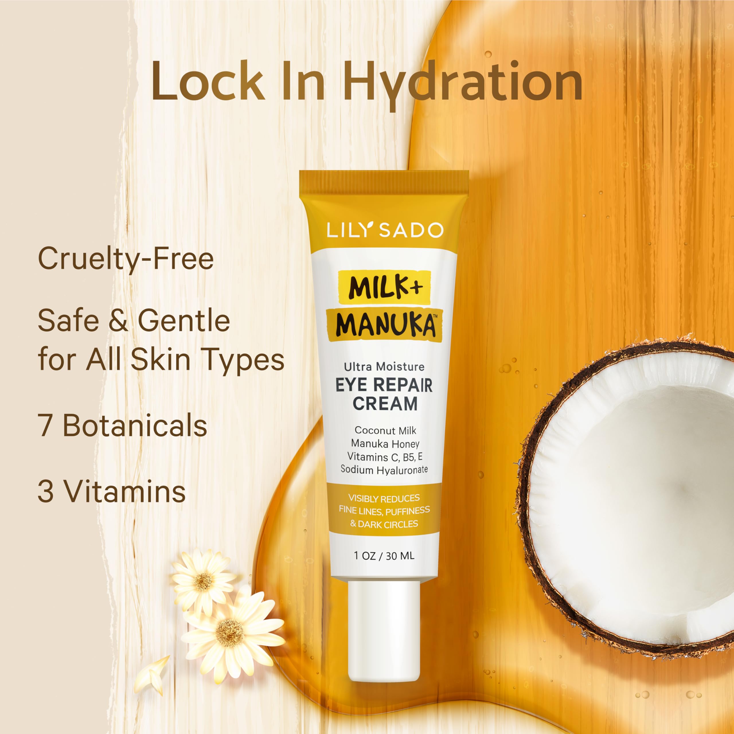 Close-up texture of creamy eye cream ideal for delicate under-eye skin.