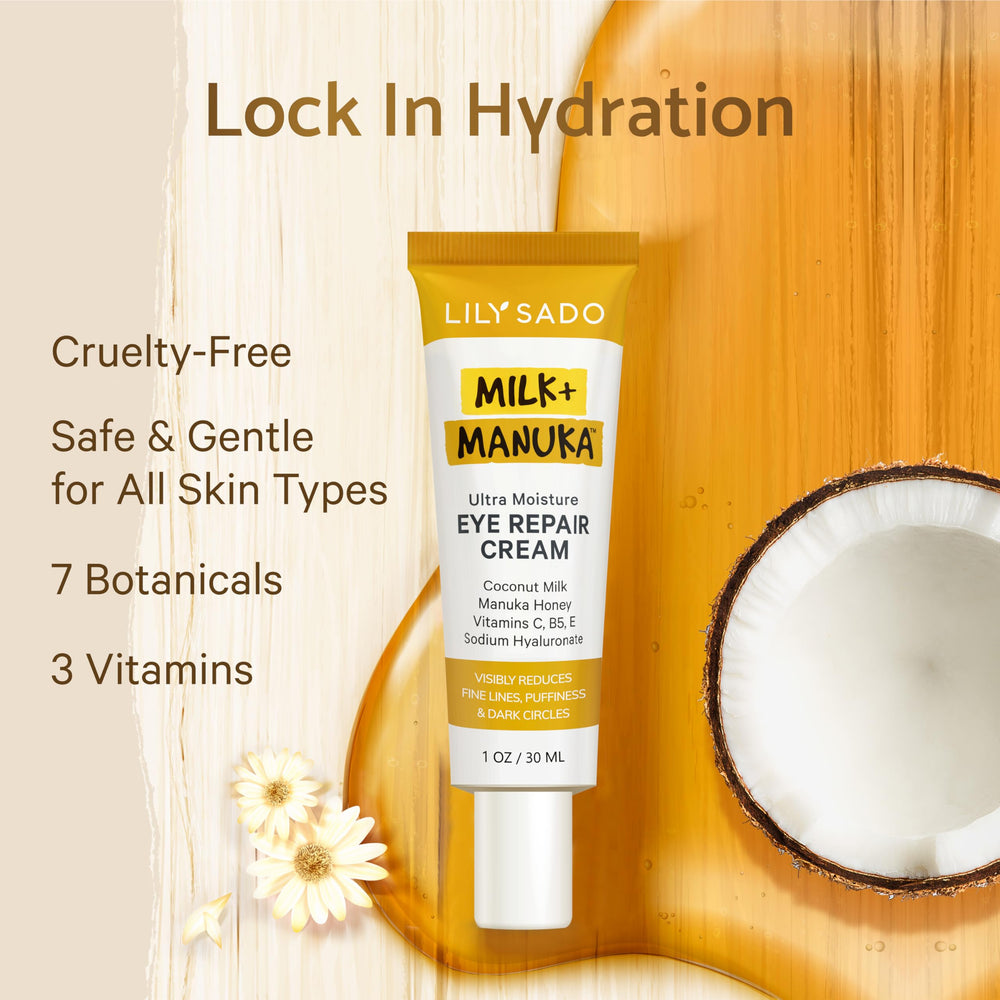 Close-up texture of creamy eye cream ideal for delicate under-eye skin.