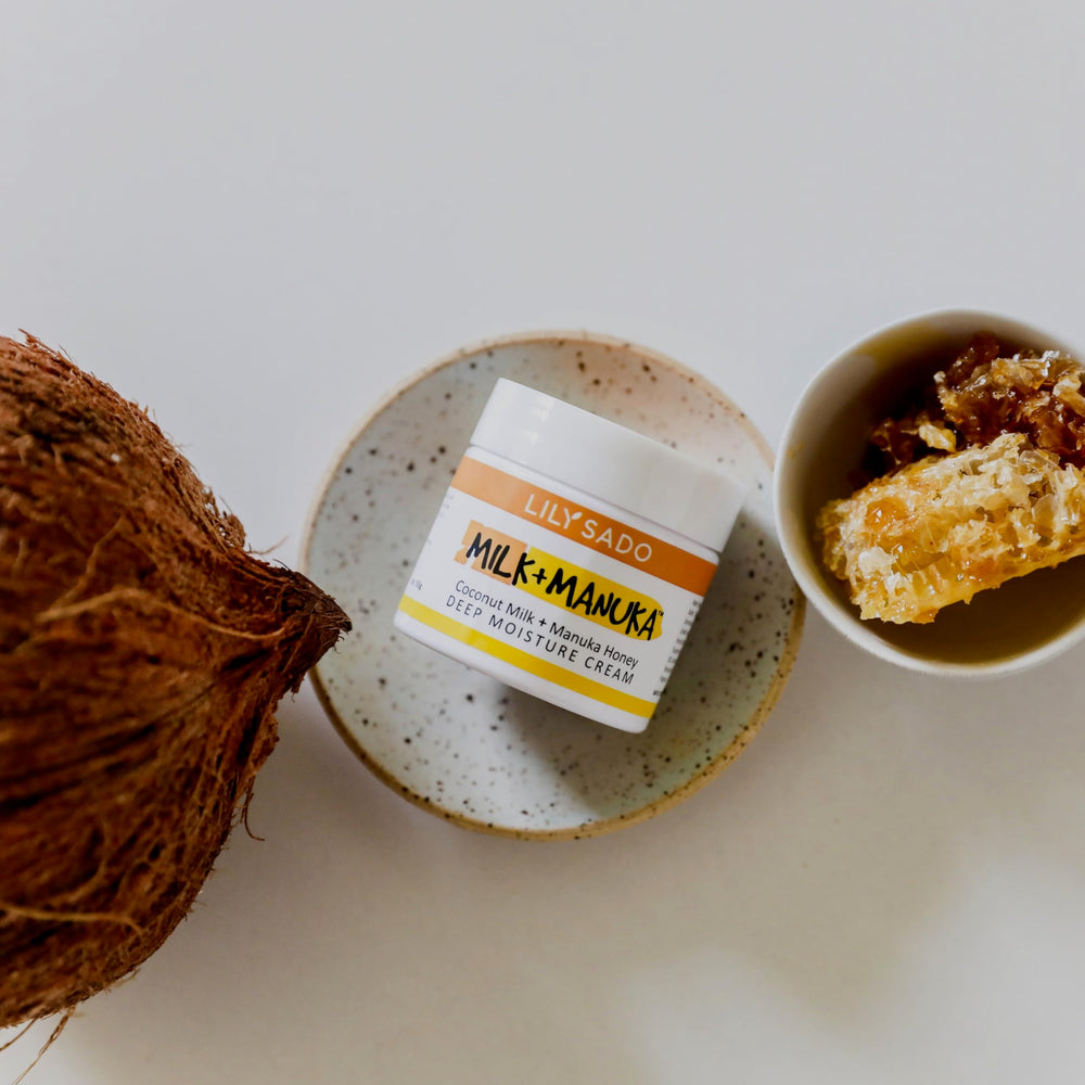 LILY SADO Milk+Manuka gotu kola leaf emphasizes soothing natural ingredients