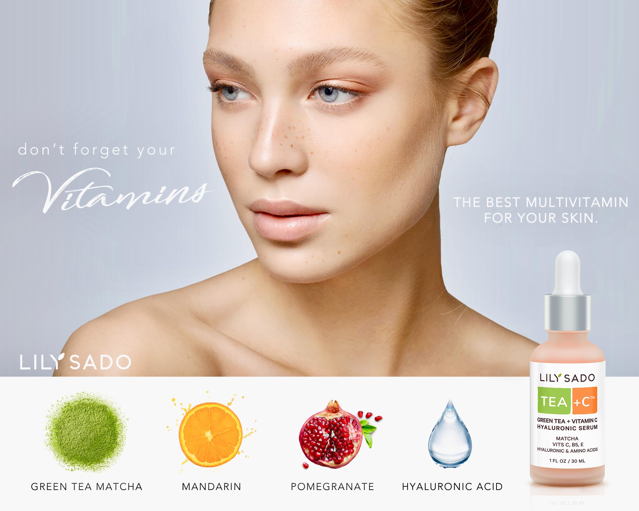 LILY SADO Tea+C serum morning routine application
