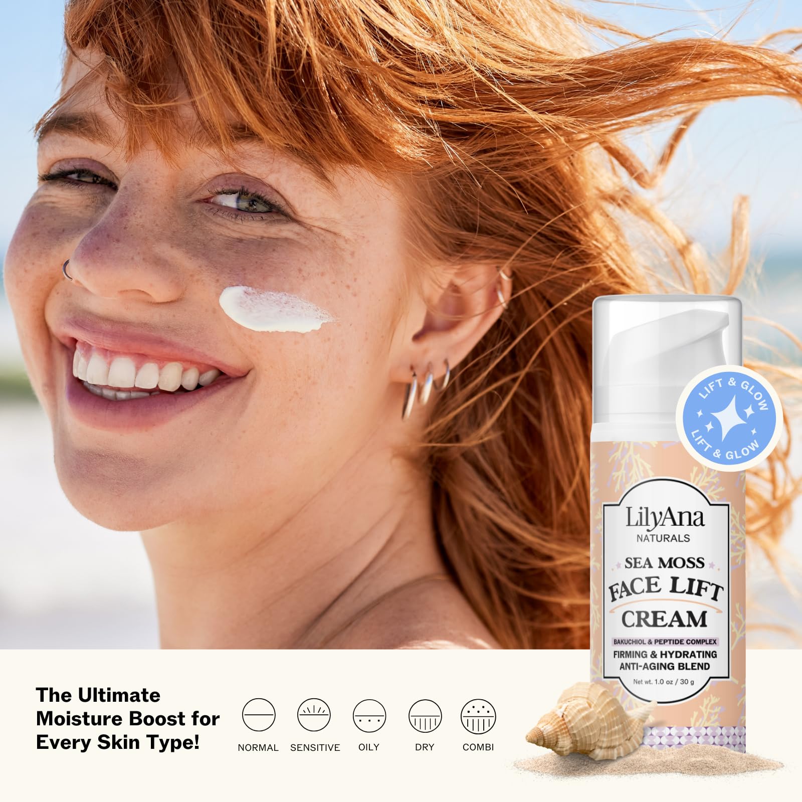 LilyAna Naturals firming demo shows lifting effect on a model