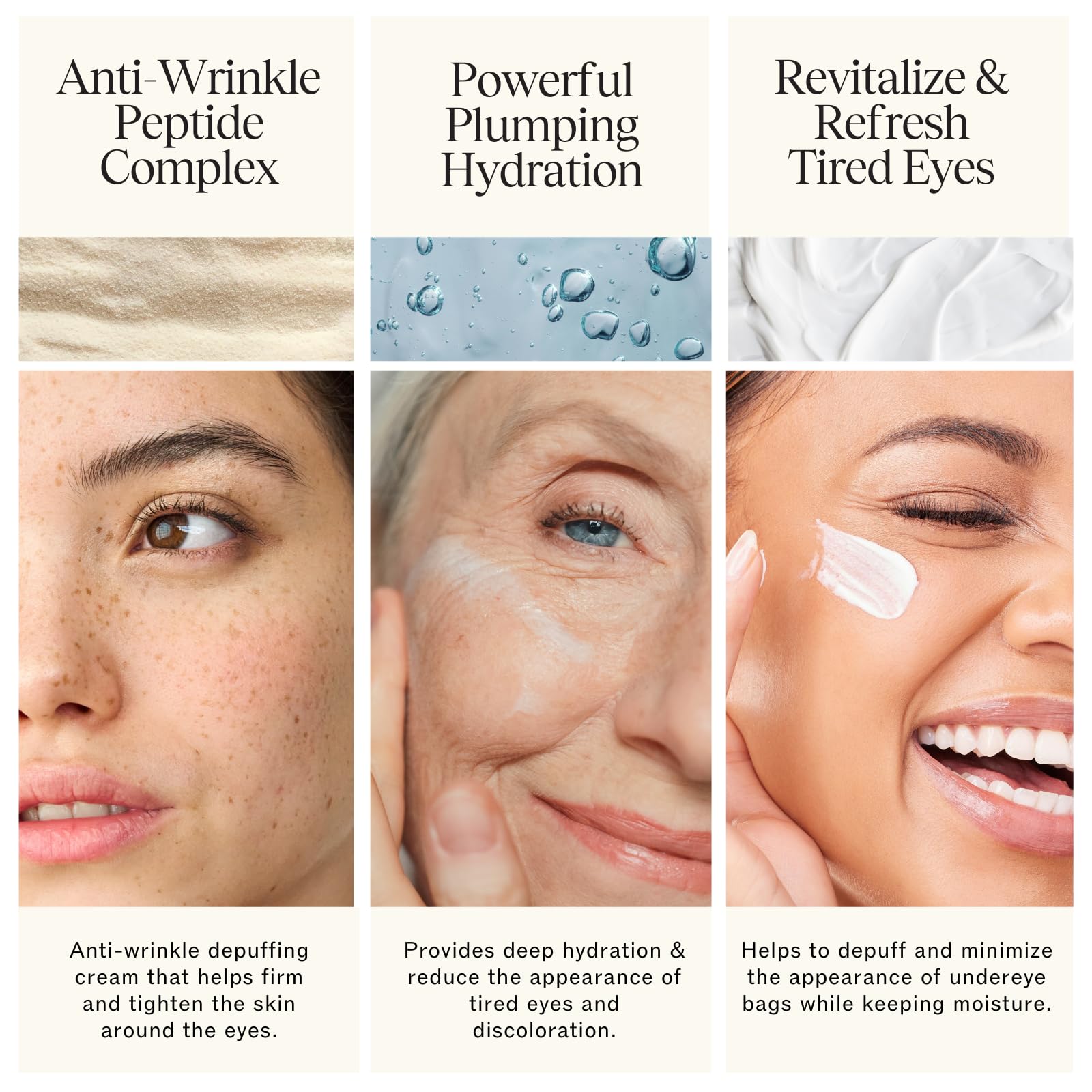 LilyAna Naturals caffeine eye cream texture lightweight and non-greasy