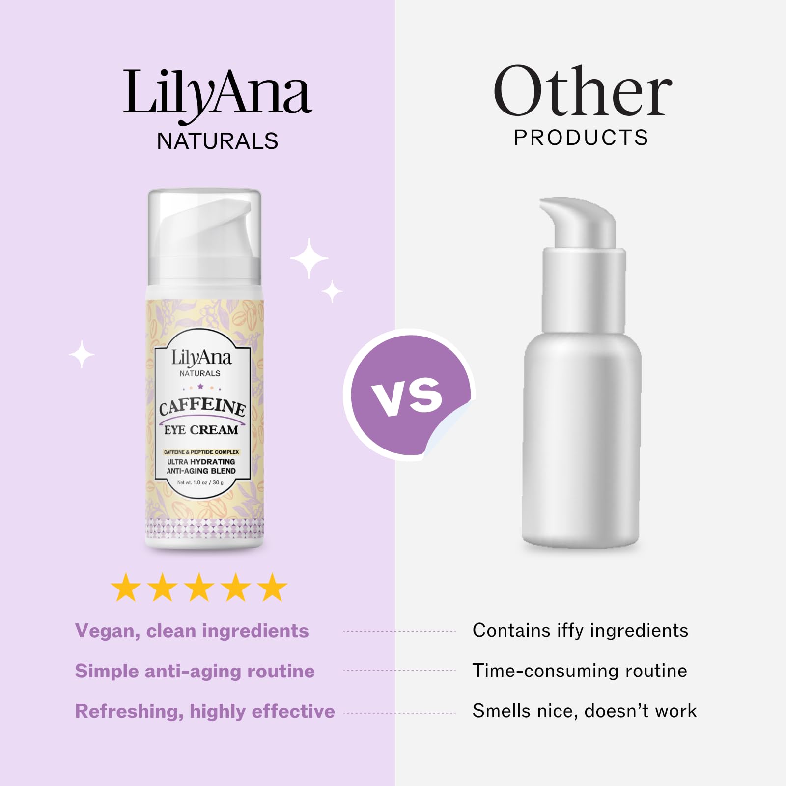 LilyAna Naturals eye cream pump dispenser for easy daily use