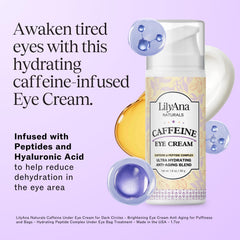 LilyAna Naturals peptide eye cream application showing depuffed under-eye area