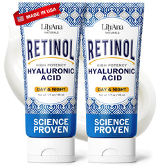 LilyAna Naturals retinol cream bottle – hydrating anti-aging routine on display.