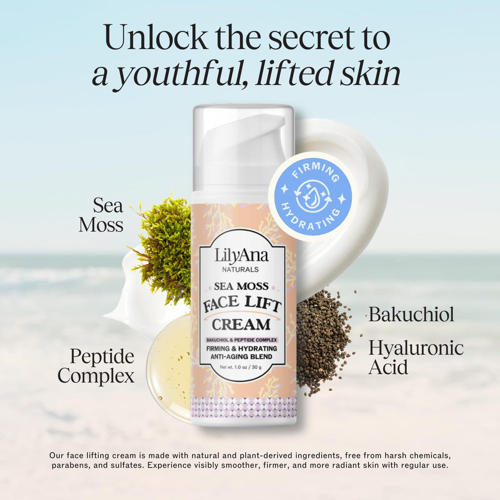 LilyAna Naturals peptide complex close-up highlights elasticity support for smoother skin
