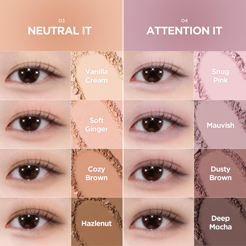 Lilybyred Mood It Palette close-up reveals four shades in matte and shimmer finishes.