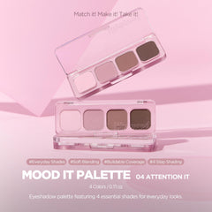 Lilybyred Mood It Palette swatches show warm to cool hues for versatile daily wear.