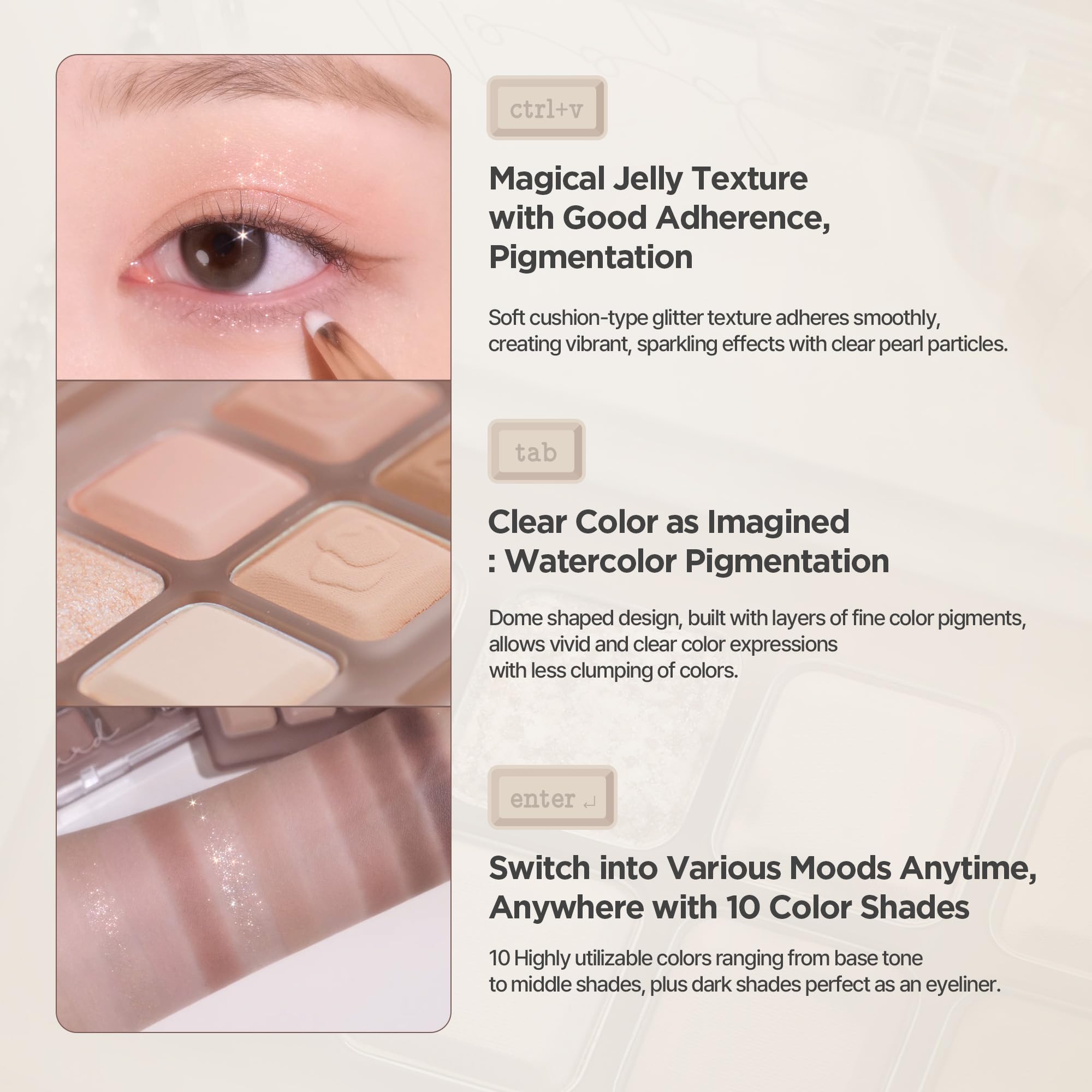 Lilybyred Mood Keyboard matte, shimmer, and jelly finishes provide multi-dimensional options.