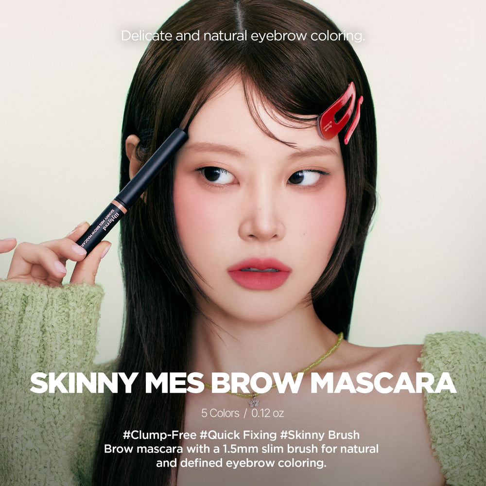 Lilybyred Skinny Mes Brow Mascara delivers a clump-free, smooth finish for natural-looking brows.