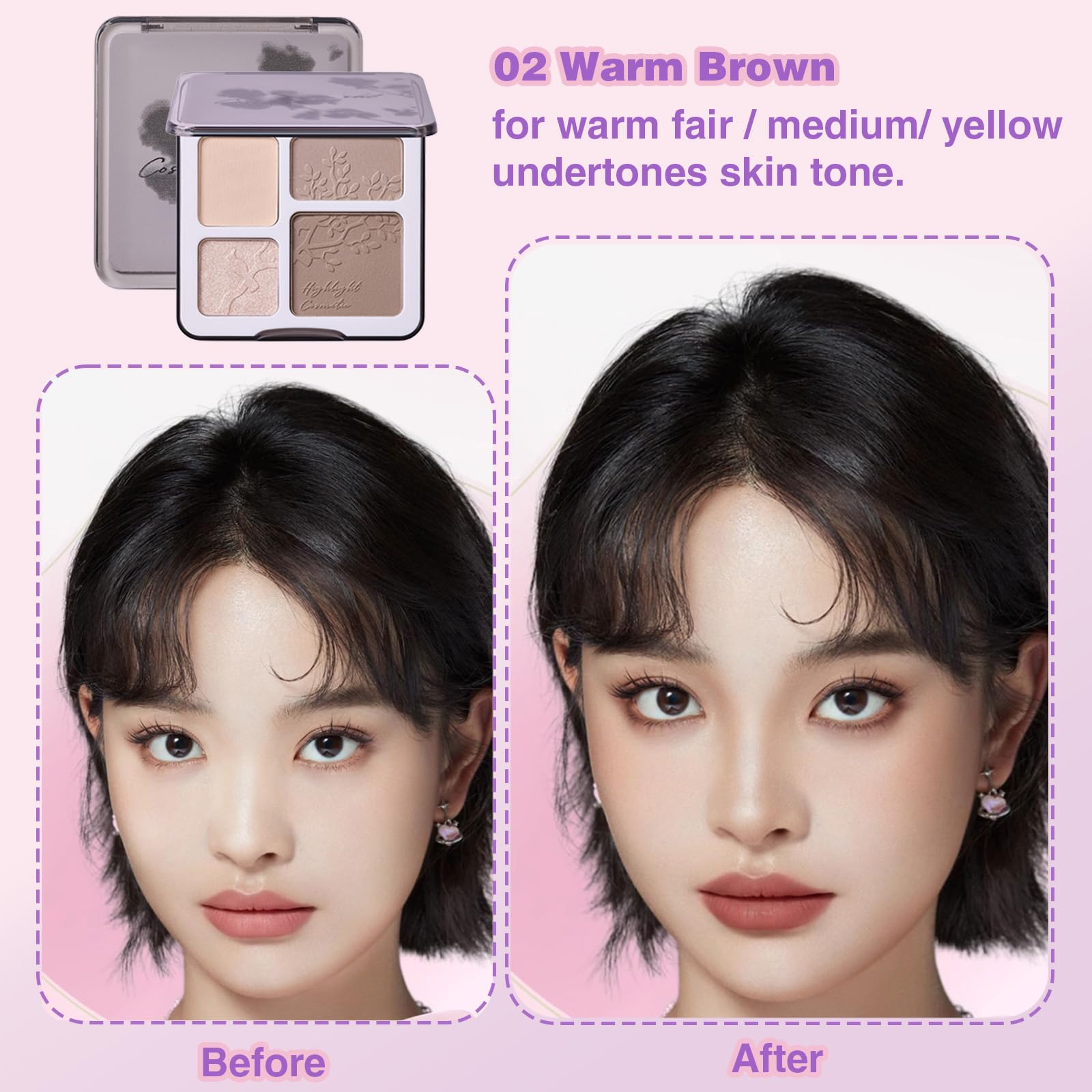 Lilyloria face highlighter contour palette mirror for on the go touch ups