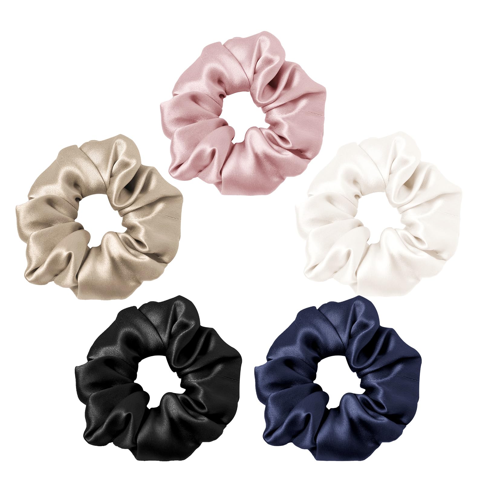 LilySilk silk hair scrunchie in black offers gentle hold and less snagging.