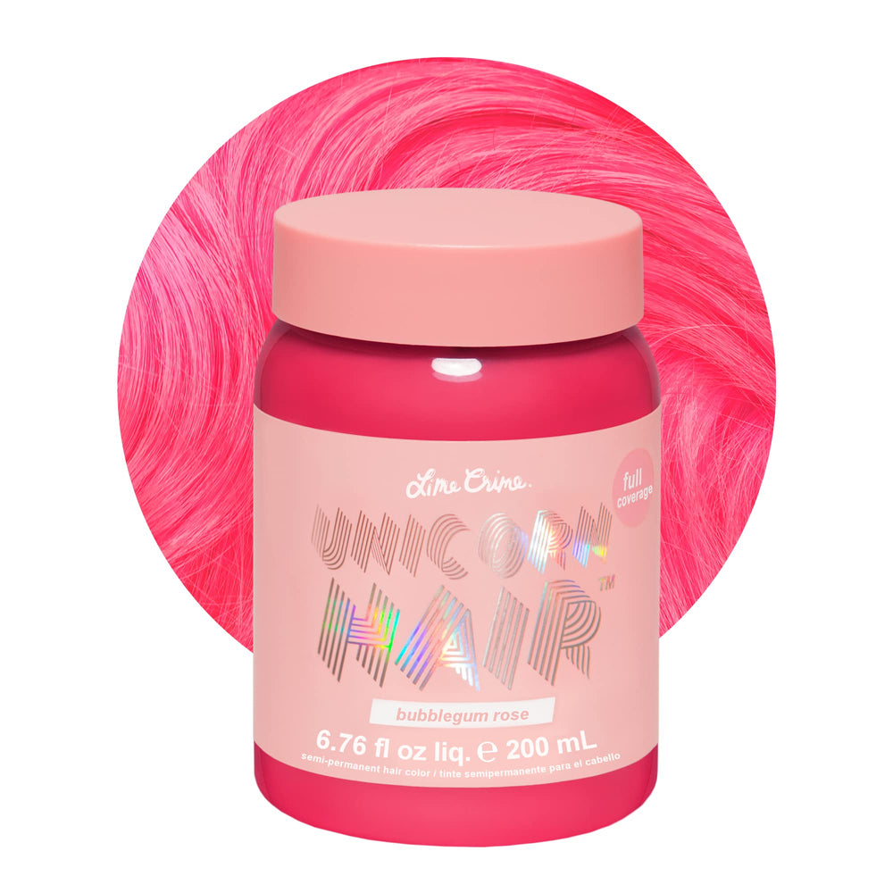 Lime Crime Bubblegum Rose dye bottle for vibrant, conditioning semi-permanent color.