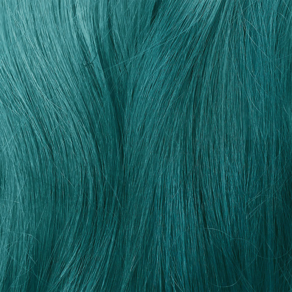 Lime Crime Dirty Mermaid seafoam hair after color delivers vivid, head-turning results.