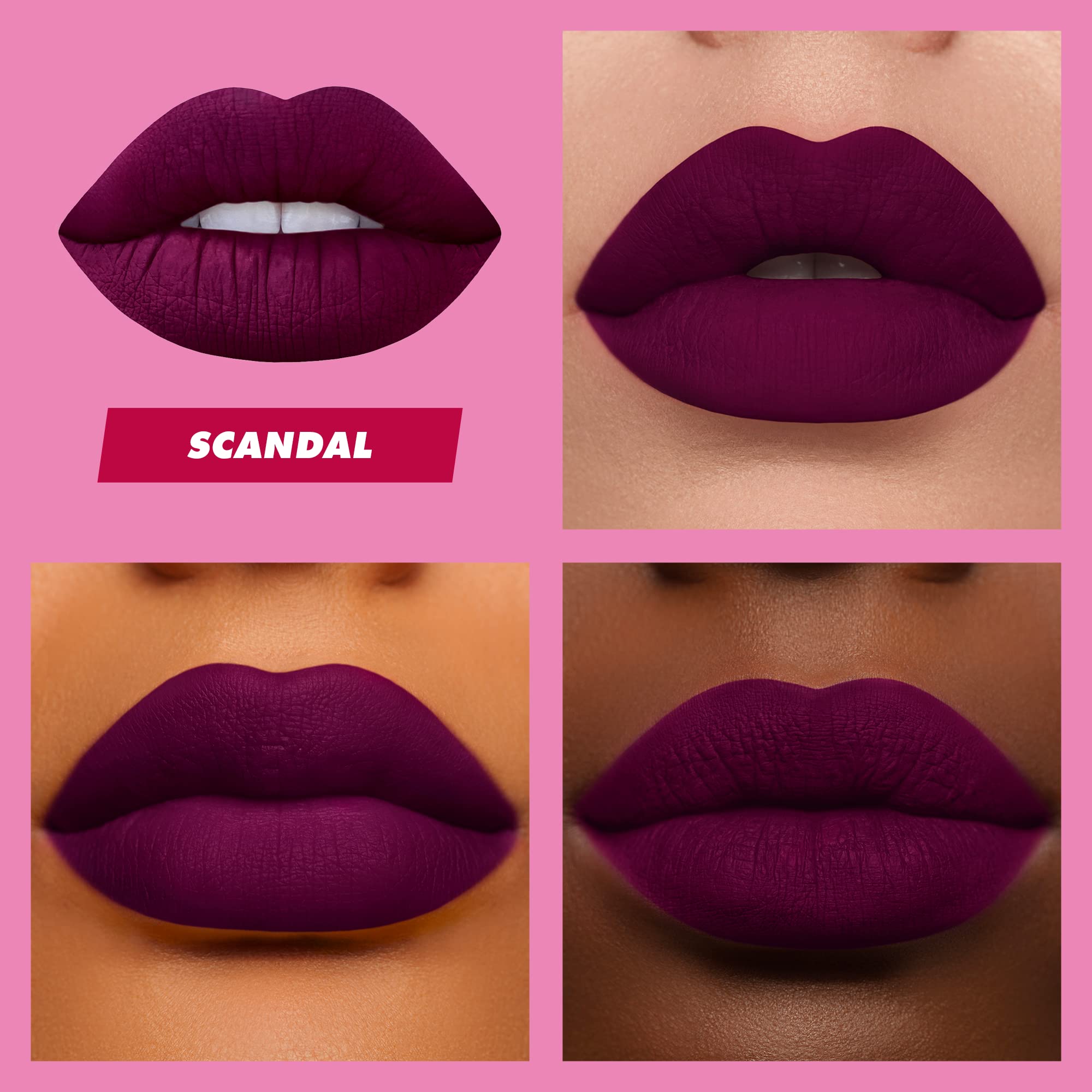 Lime Crime Velvetines Scandal packaging highlights premium matte lip experience.