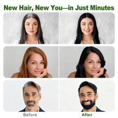 Hair shows natural black color with gray coverage and shine from Limer