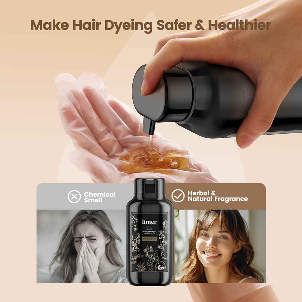 Limer hair dye shampoo shiny-hair after color enhancement