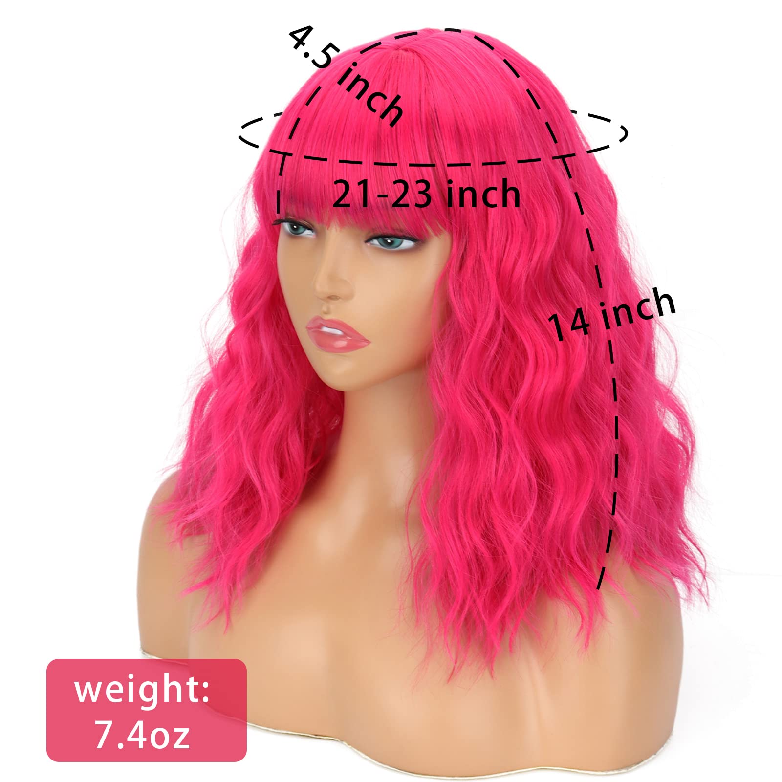 LINGHANG pink wavy bob wig shows realistic texture and soft touch.