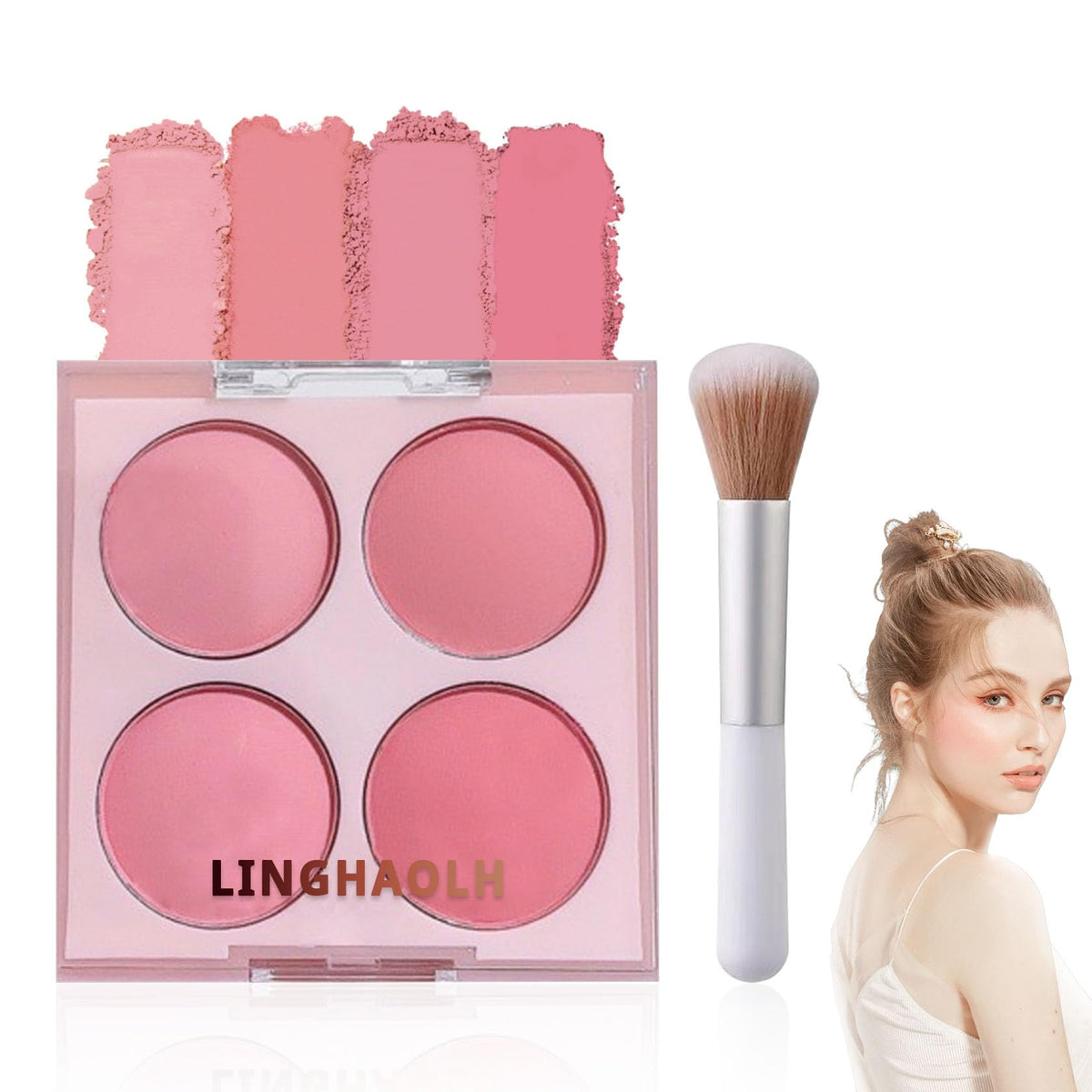 LingHaoLH 4 Colors Blush Palette front view with versatile tones for all skin tones.