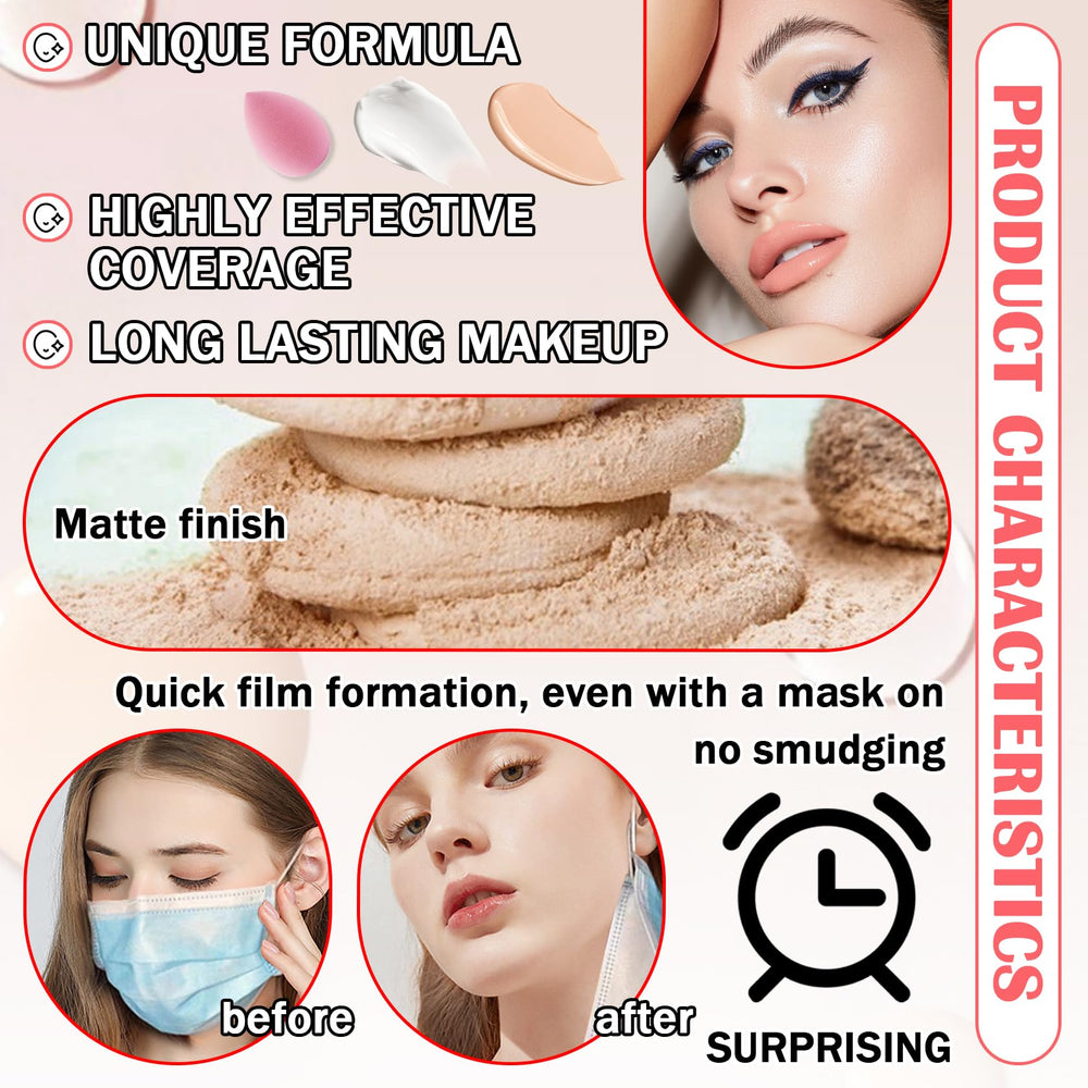 LingHaoLH makeup sponge included for easy blending and soft application.