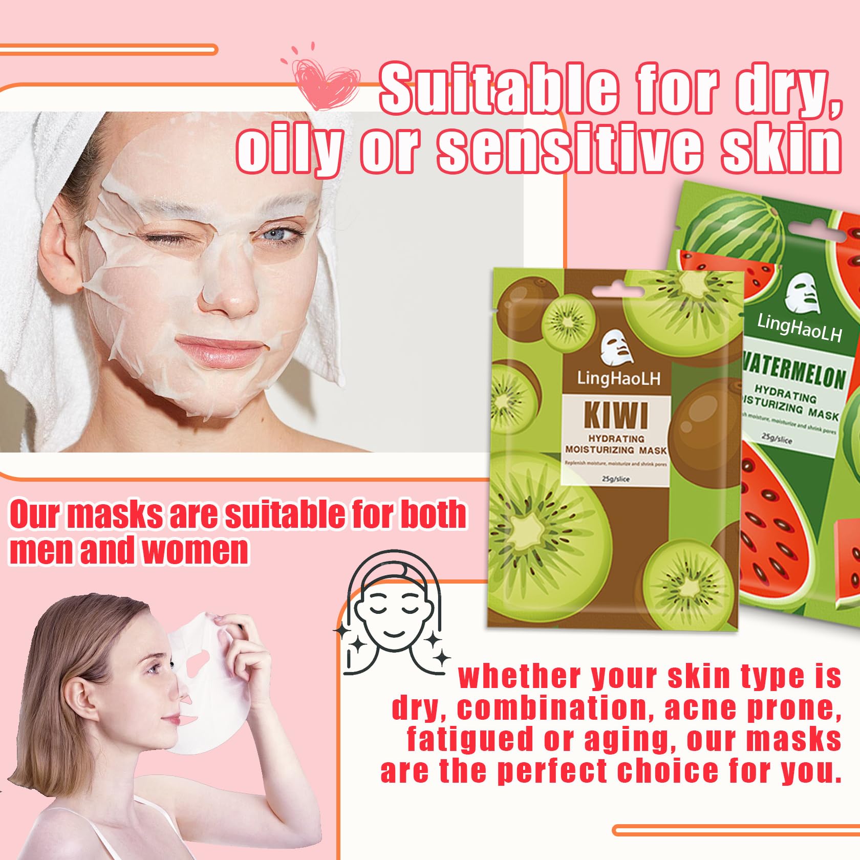LingHaoLH skin-type-friendly masks are gentle on sensitive or oily skin.