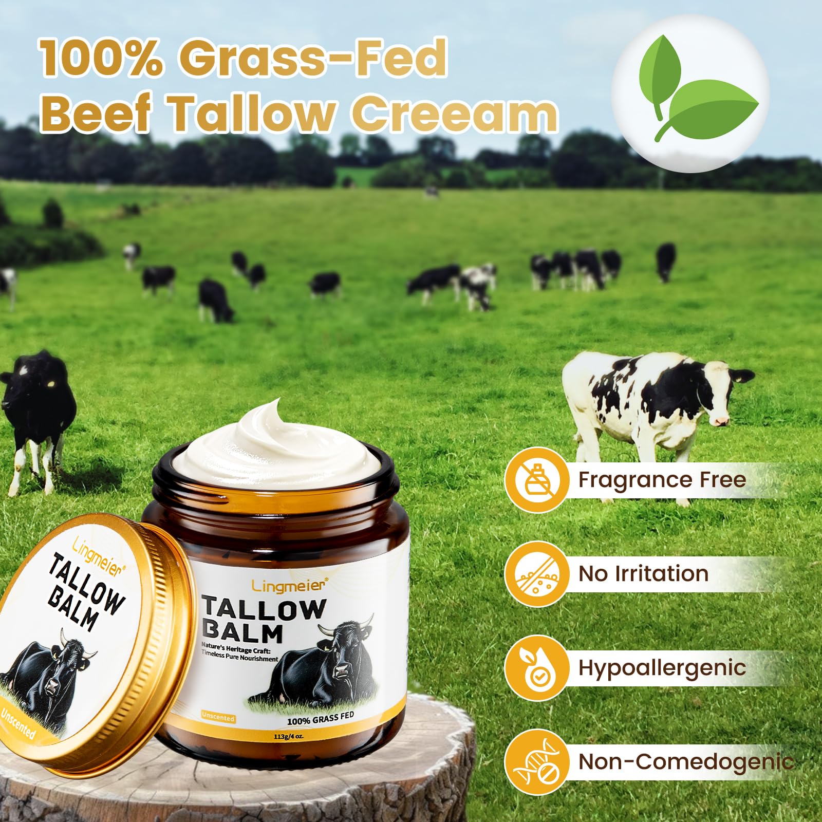 Lingmeier tallow balm for hands and body usage offers daily nourishment with a non-greasy finish