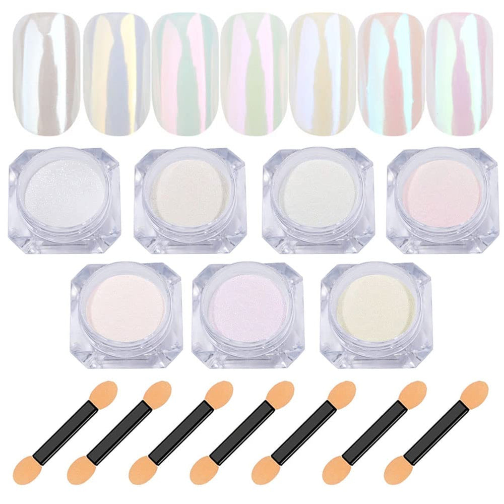Lingyun 7-colors chrome powder in white pearlescent finish for pearl chrome effect