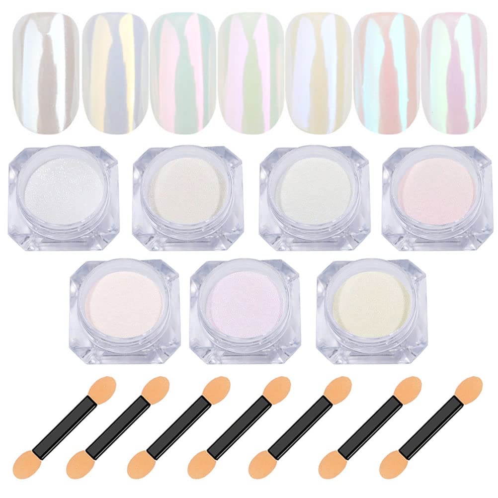 Lingyun 7-colors chrome powder in white pearlescent finish for pearl chrome effect