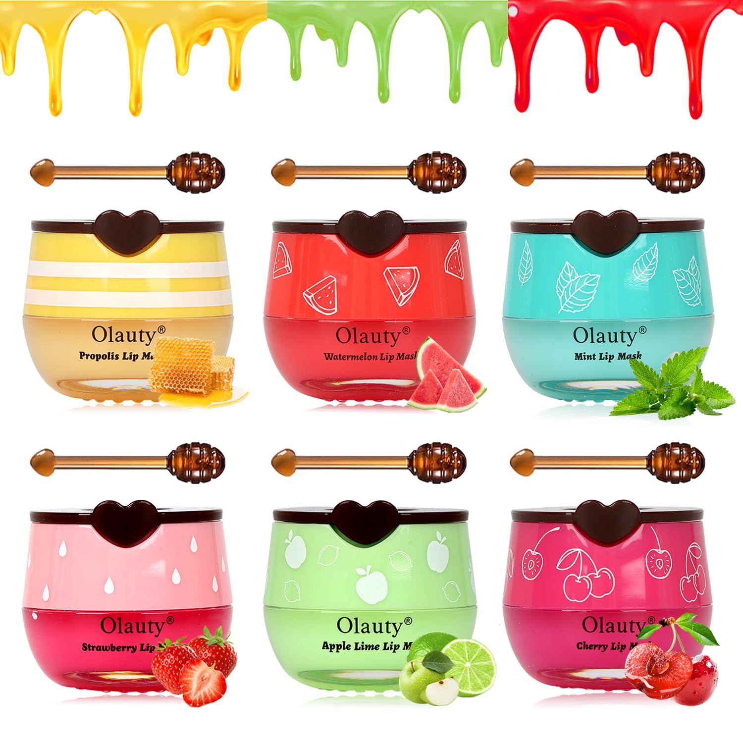 Lingyun lip mask in honey pot jar close-up highlights hydration with fruity extracts.