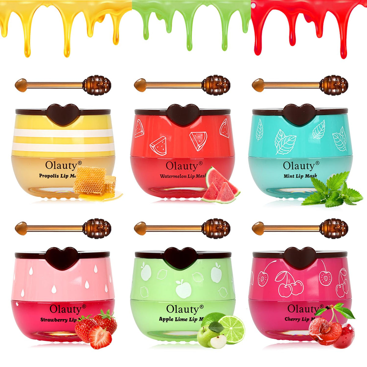 Lingyun lip mask in honey pot jar close-up highlights hydration with fruity extracts.