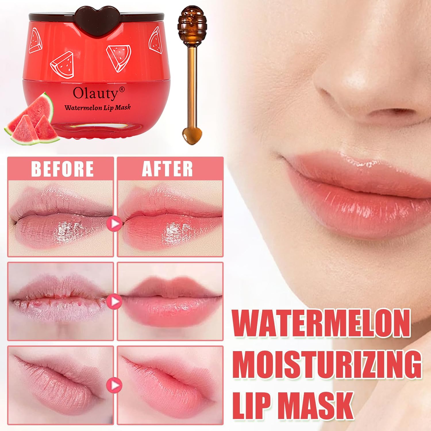 Lingyun strawberry flavor lip mask delivering daily moisture and fresh scent.