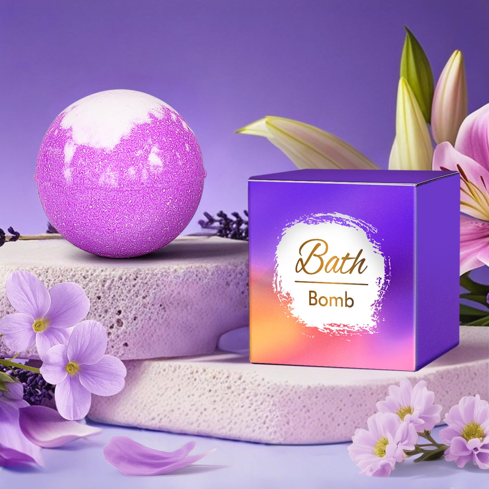 Linkax lavender bath bomb delivering a soothing spa-like soak