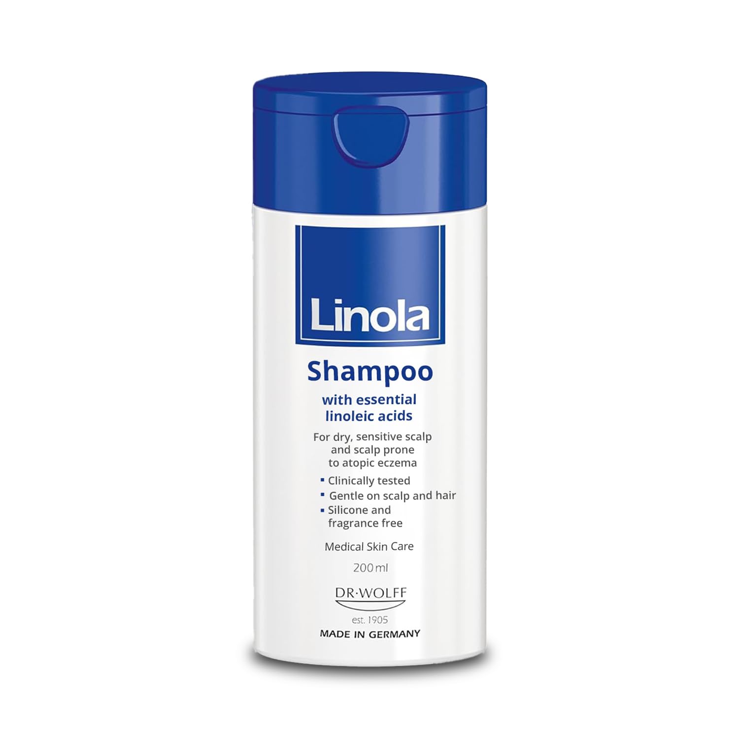 Linola Shampoo dry scalp close-up shows gentle cleansing for irritated skin