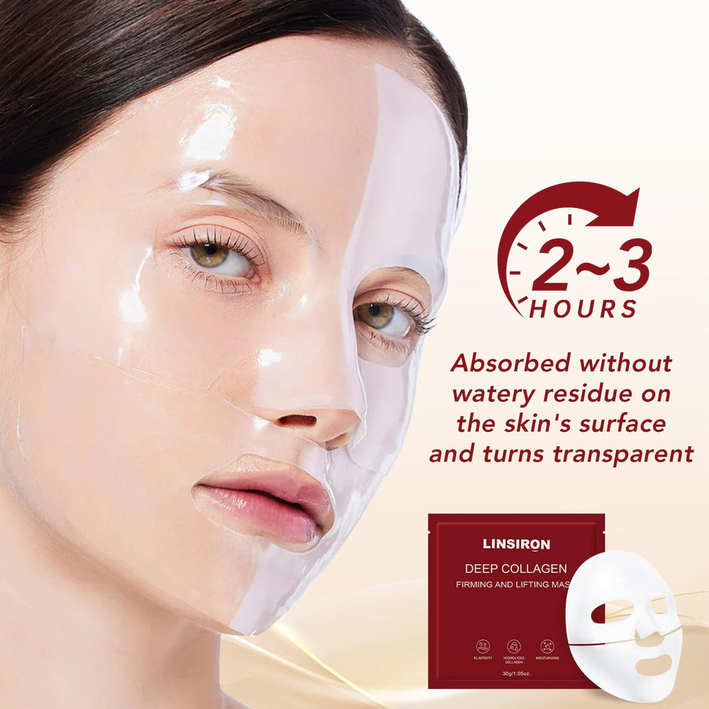 LINSIRON Bio-Collagen Deep Mask hydrogel texture – locks in moisture effectively.