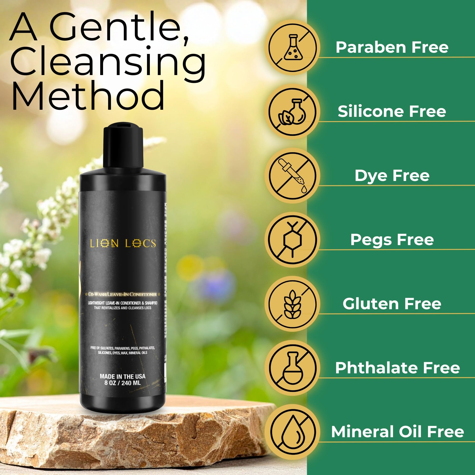 Rinsing Lion Locs co-wash, residue-free finish.