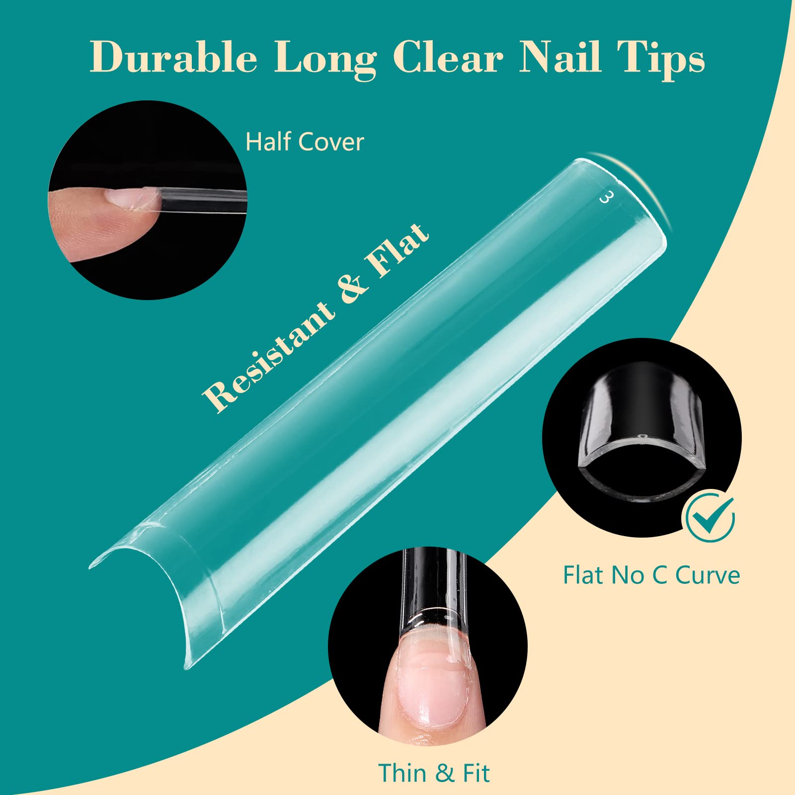 LIONVISION half-cover straight tips provide quick wear and secure adhesion for DIY nails.