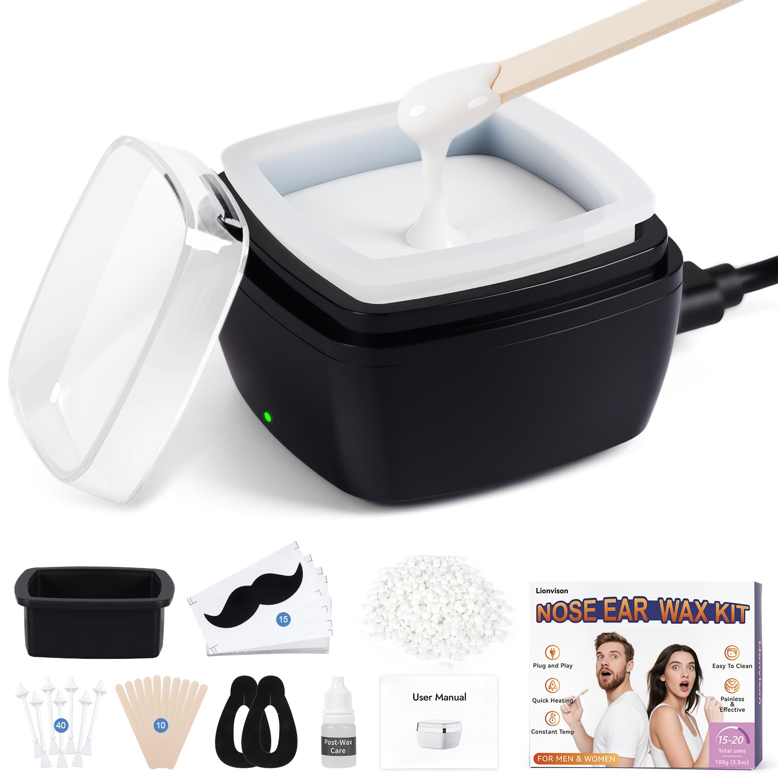 LIONVISION nose wax kit compact case for on-the-go grooming and quick touch-ups.