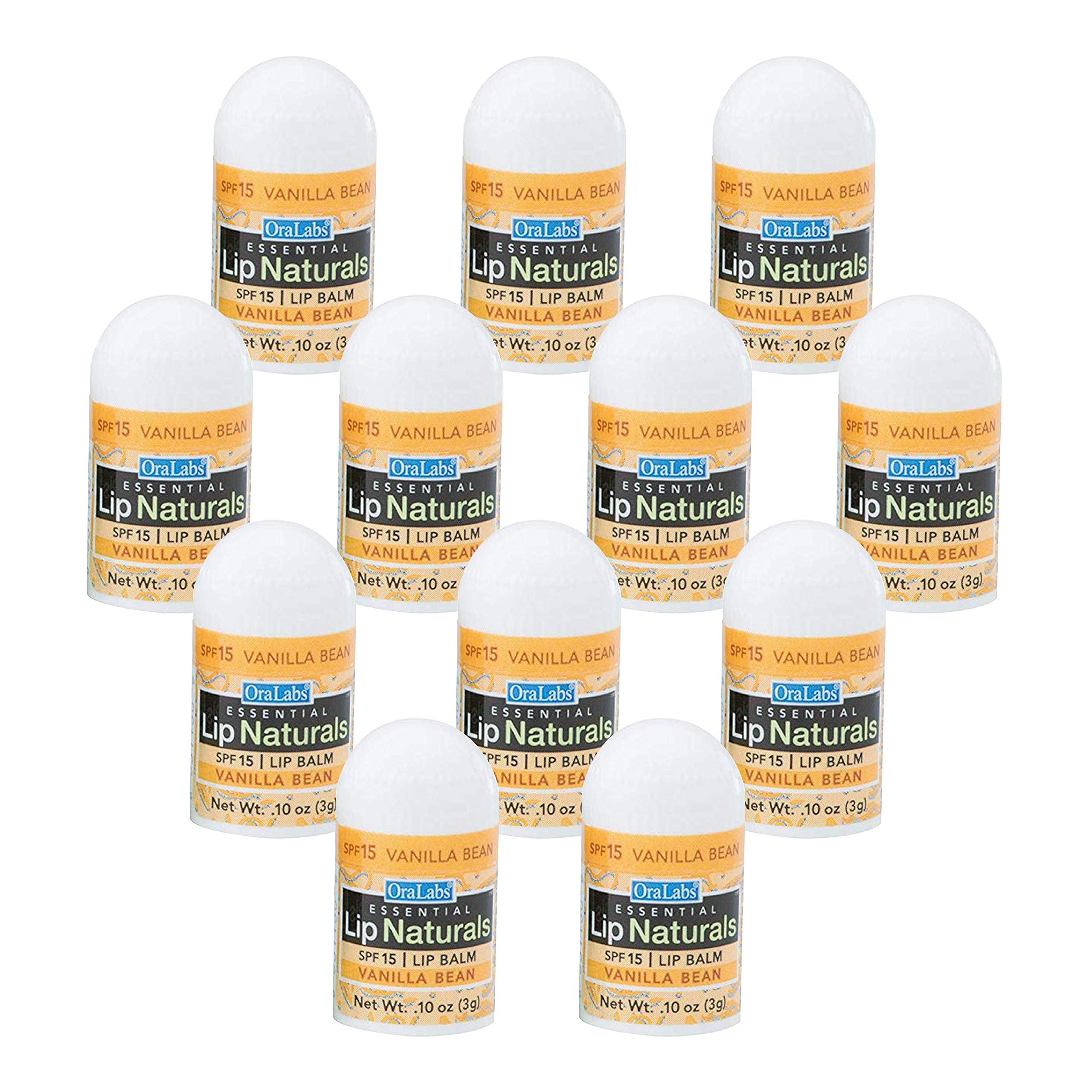 Lip Naturals mini vanilla lip balm SPF 15 on outer pack for on the go sun protection.