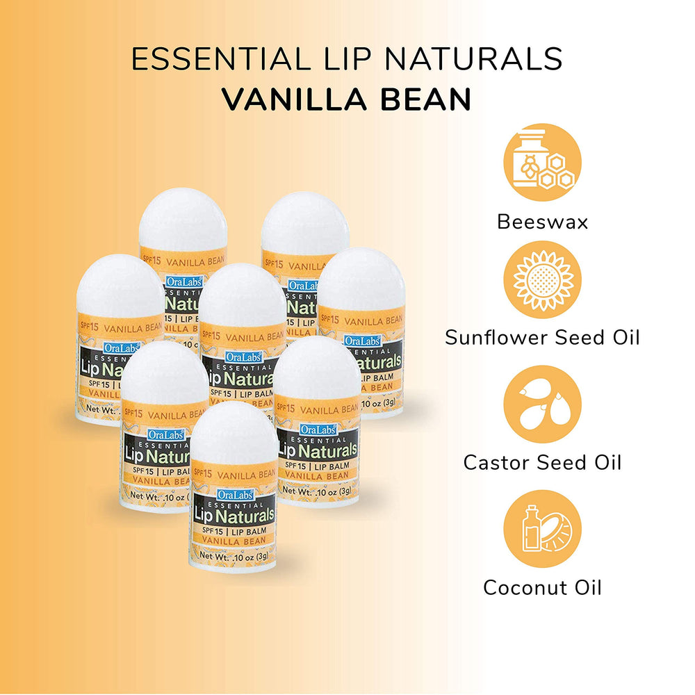 Ingredients list emphasis beeswax and natural oils in Lip Naturals balm.